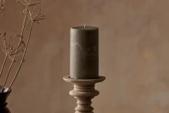 Rustic Soy Blend Pillar Candle - Olive Green - Large