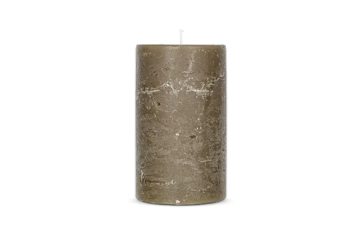 Rustic Soy Blend Pillar Candle - Olive Green - Large