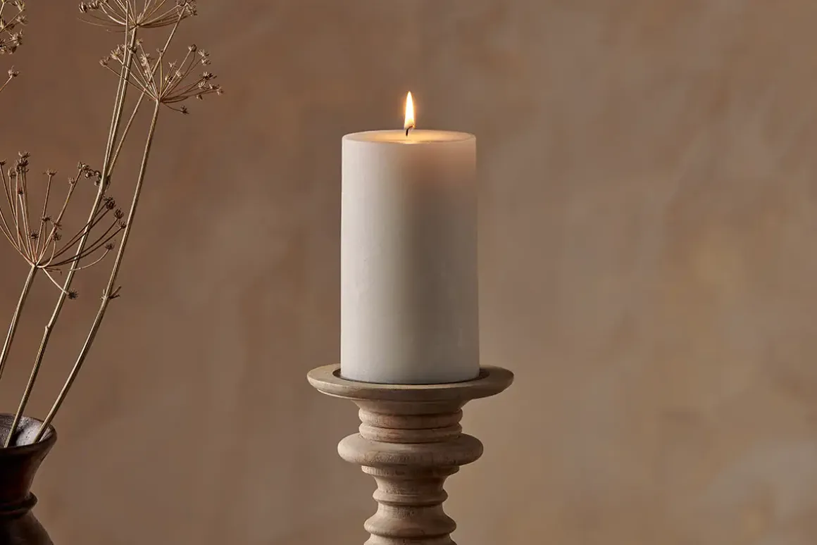 Rustic Soy Blend Pillar Candle - White - Large