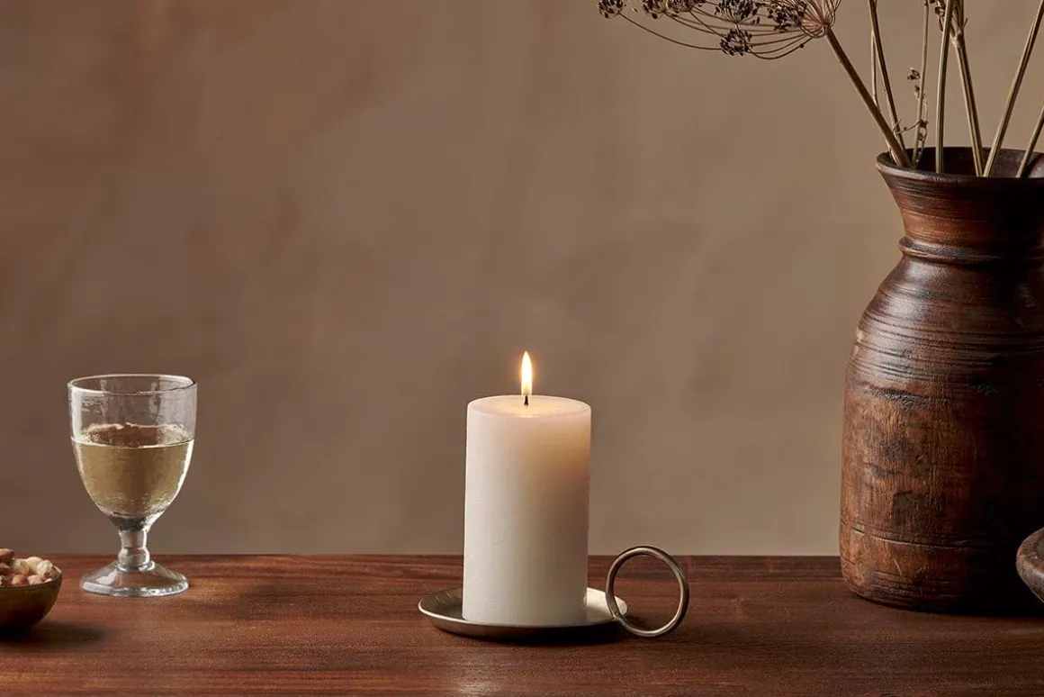 Rustic Soy Blend Pillar Candle - White - Small