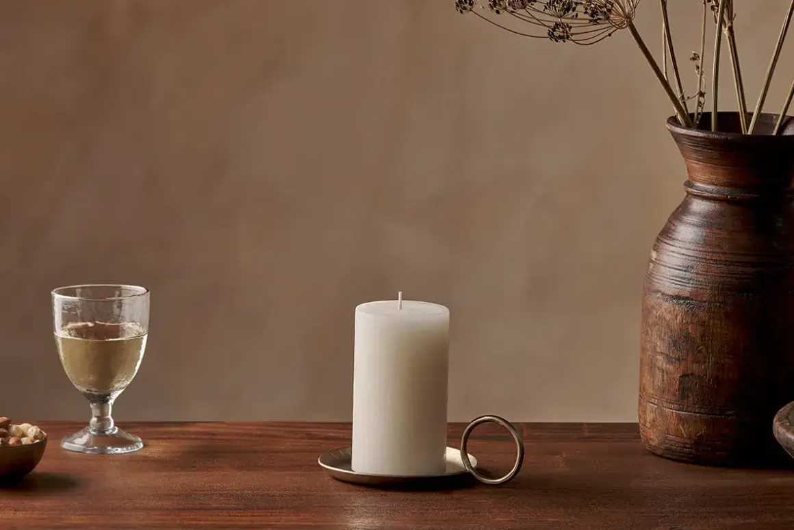 Rustic Soy Blend Pillar Candle - White - Small