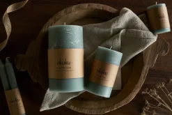 Rustic Soy Blend Pillar Candle - Sage Green - Small