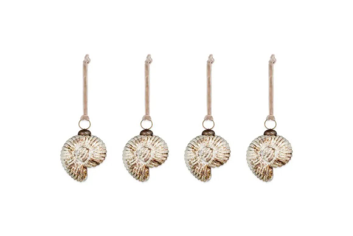 Sachin Shell Baubles - Rustic Gold - (Set of 4)