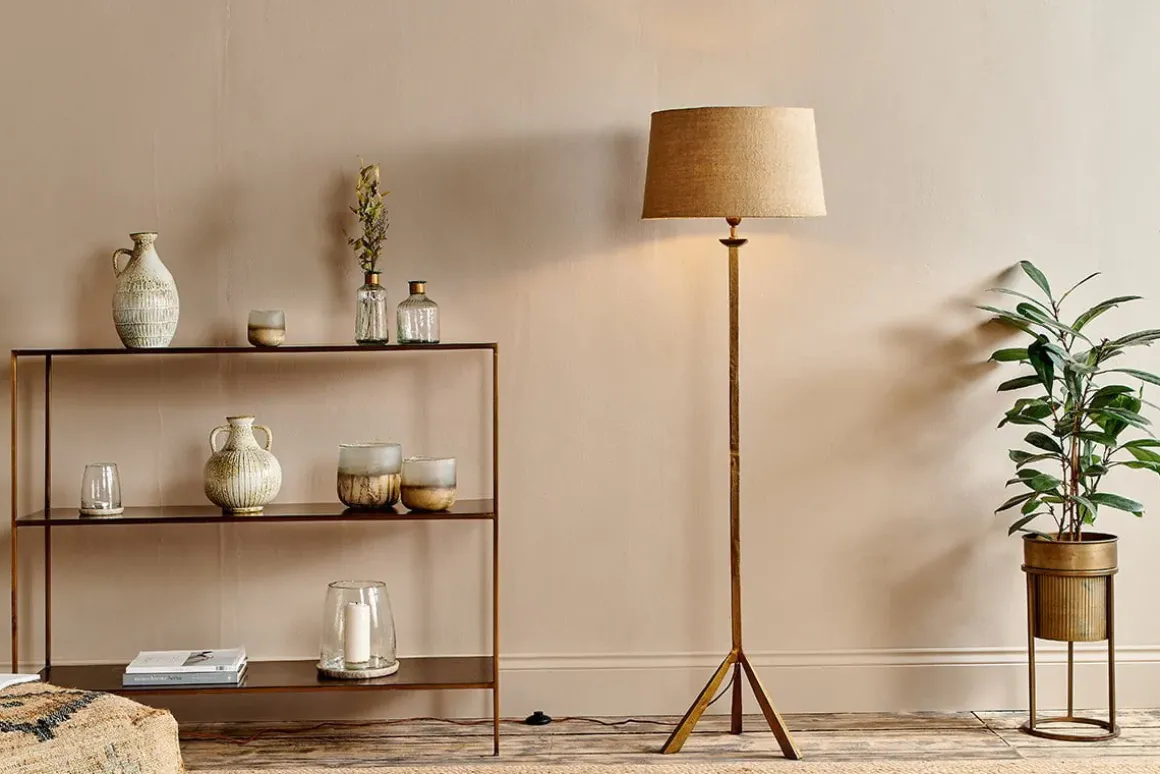 Sahhil Metal Tripod Floor Lamp - Antique Brass