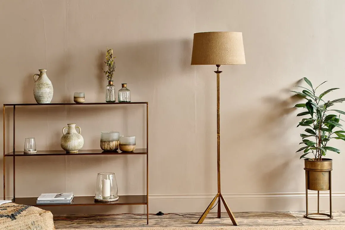 Sahhil Metal Tripod Floor Lamp - Antique Brass