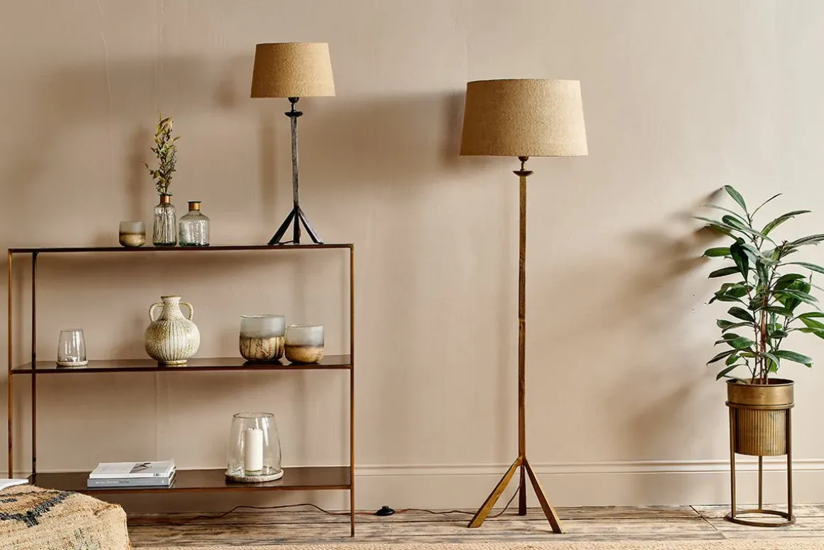 Sahhil Metal Tripod Floor Lamp - Antique Brass