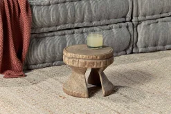 Salman Wooden Decorative Stool - Natural