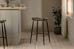 Samaira Leather Counter Stool - Dark Brown
