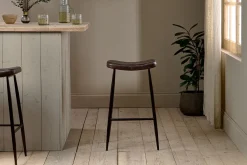 Samaira Leather Counter Stool - Dark Brown
