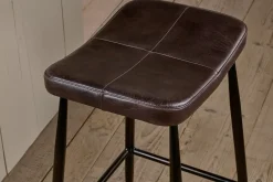 Samaira Leather Counter Stool - Dark Brown