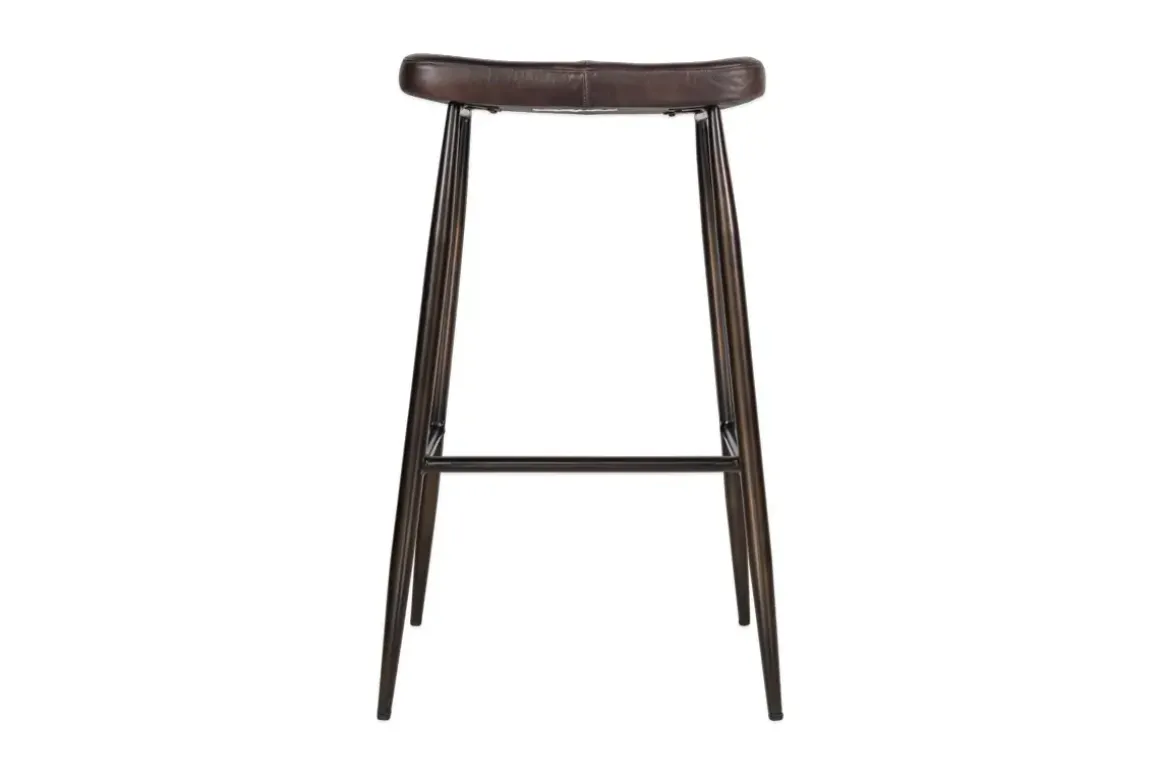 Samaira Leather Counter Stool - Dark Brown