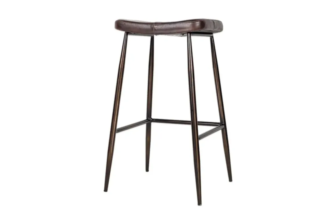 Samaira Leather Counter Stool - Dark Brown