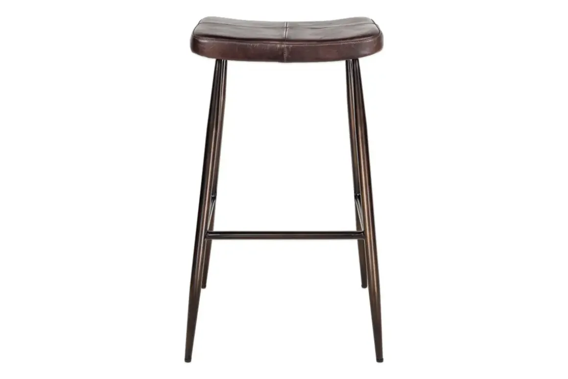 Samaira Leather Counter Stool - Dark Brown