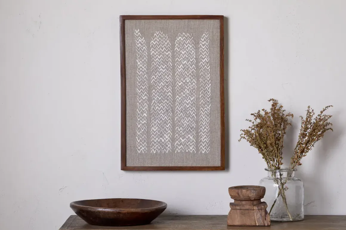 Samaya Hand Stitched Wall Art - Natural