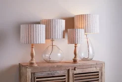 Sanja Cotton Stripe Lampshade - Off White & Grey