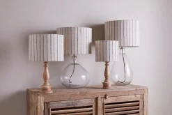 Sanja Cotton Stripe Lampshade - Off White & Grey