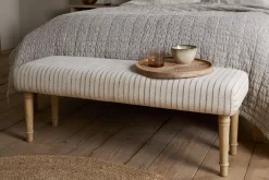 Sanja Stripe Upholstered Bench - Grey