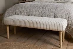 Sanja Stripe Upholstered Bench - Grey