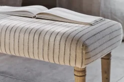 Sanja Stripe Upholstered Bench - Grey