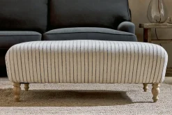 Sanja Stripe Upholstered Ottoman - Off White