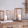 Sanora Mango Wood Lantern - Natural