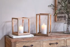 Sanora Mango Wood Lantern - Natural