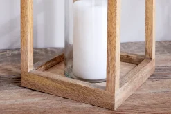 Sanora Mango Wood Lantern - Natural