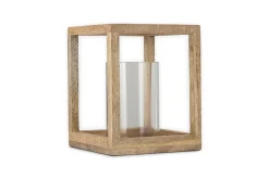 Sanora Mango Wood Lantern - Natural