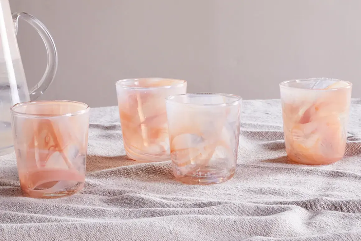 Shirali Marble Swirl Tumbler - Apricot (Set of 4)