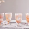 Shirali Marble Swirl Wine Glass - Apricot - (Set of 4)