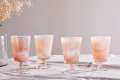 Shirali Marble Swirl Wine Glass - Apricot - (Set of 4)
