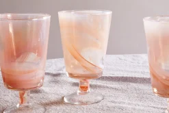 Shirali Marble Swirl Wine Glass - Apricot - (Set of 4)
