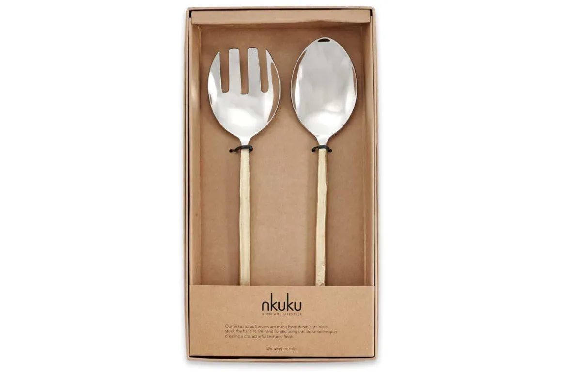 Sirkali Salad Server Set - Brushed Gold (Set of 2)
