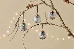 Sohni Shell Baubles - Gold & Cream - (Set of 4)