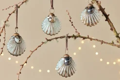 Sohni Shell Baubles - Gold & Cream - (Set of 4)