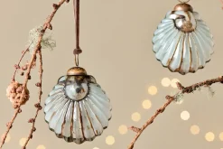 Sohni Shell Baubles - Gold & Cream - (Set of 4)