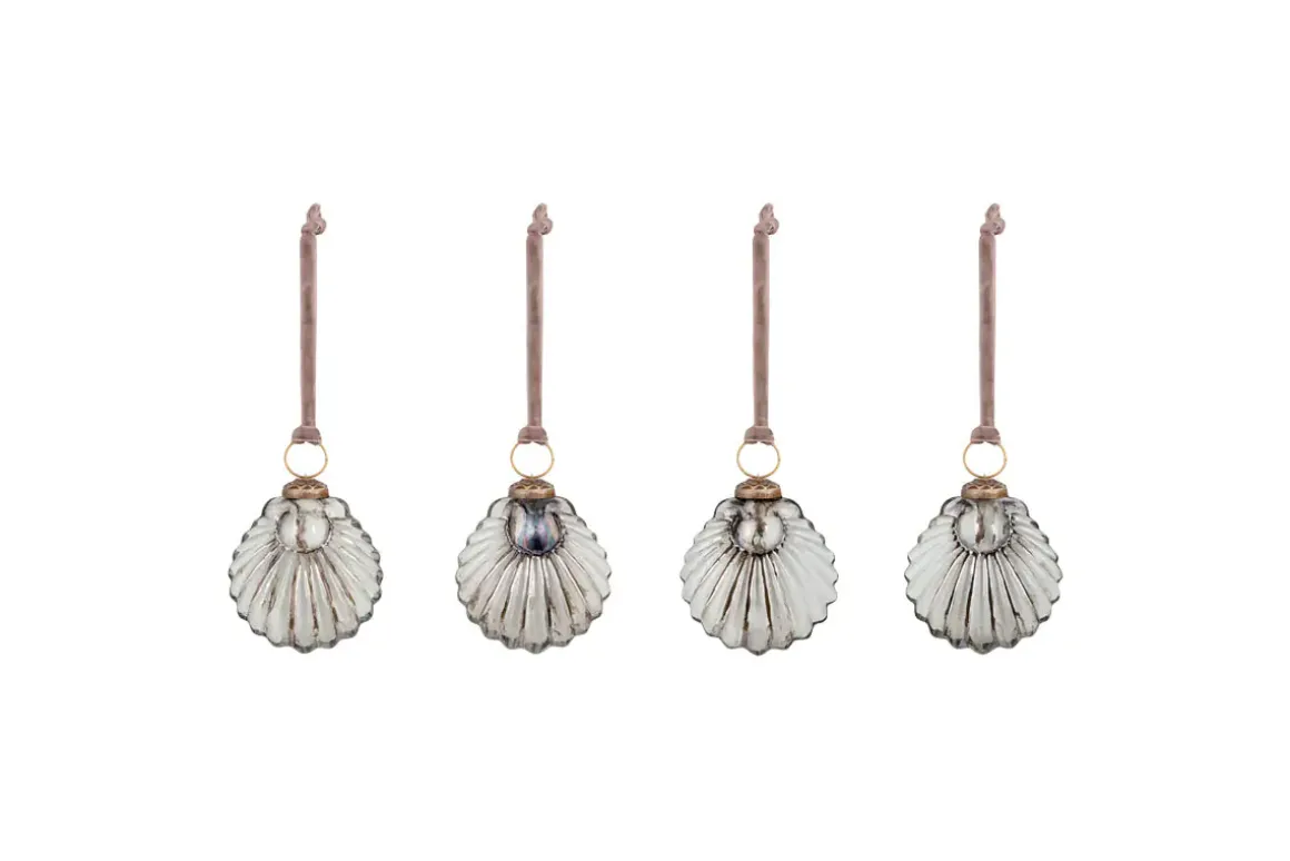Sohni Shell Baubles - Gold & Cream - (Set of 4)