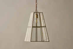 Solan Glass Lantern Pendant - Clear & Antique Brass