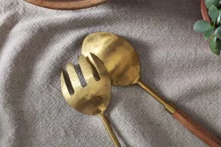 Soni Salad Servers - Gold & Acacia (Set of 2)