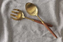 Soni Salad Servers - Gold & Acacia (Set of 2)