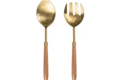 Soni Salad Servers - Gold & Acacia (Set of 2)