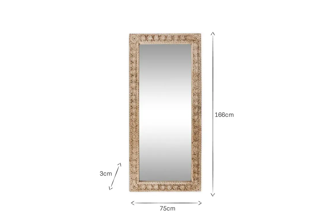 Tannir Carved Mango Wood Mirror - Natural