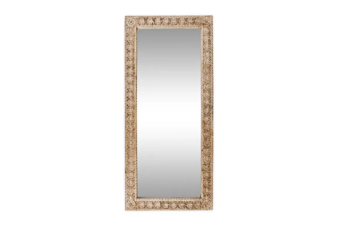 Tannir Carved Mango Wood Mirror - Natural