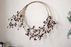 Tanu Layered Mango Wood Beaded Wreath - Brass & Ruby