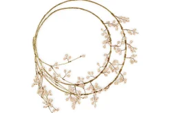 Tanu Layered Mango Wood Beaded Wreath - Brass & Natural