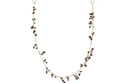 Tanu Mango Wood Beaded Garland - Brass & Ruby