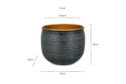 Tembesi Etched Planter - Antique Black & Brass
