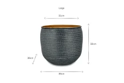 Tembesi Etched Planter - Antique Black & Brass