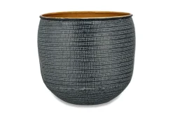 Tembesi Etched Planter - Antique Black & Brass