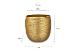 Tembesi Etched Planter - Antique Brass
